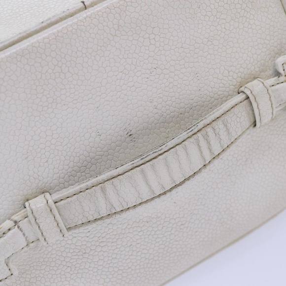 CHANEL COCO Mark Vanity Pouch Caviar Skin White Gold CC Auth yk14381 - Picture 7 of 16
